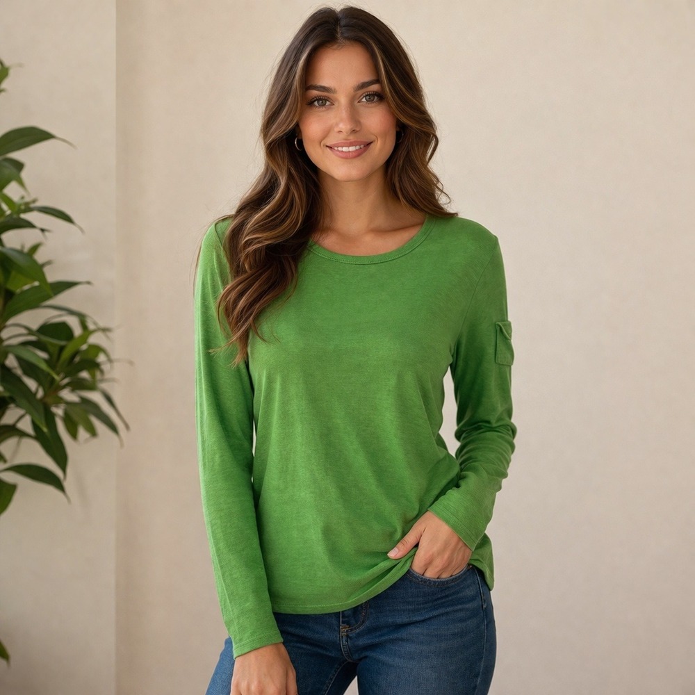 Lauren‎ Ralph Lauren- Vibrant Green Long Sleeve Top Size M